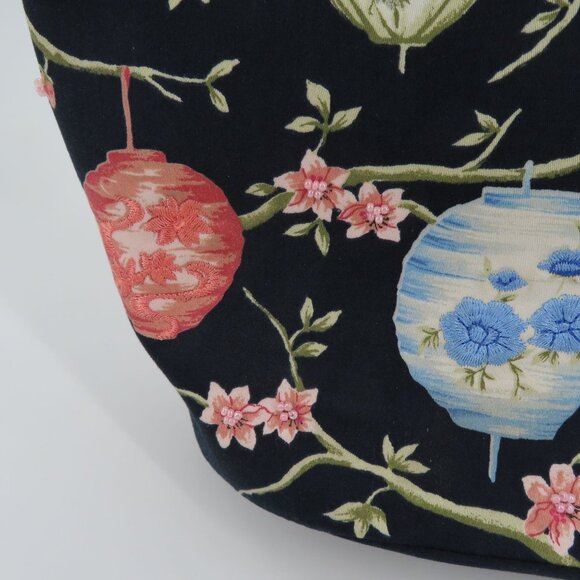 Talbots Paper Lanterns Cherry Blossom Flowers Embroidered Beaded Handbag Purse - Picture 3 of 11